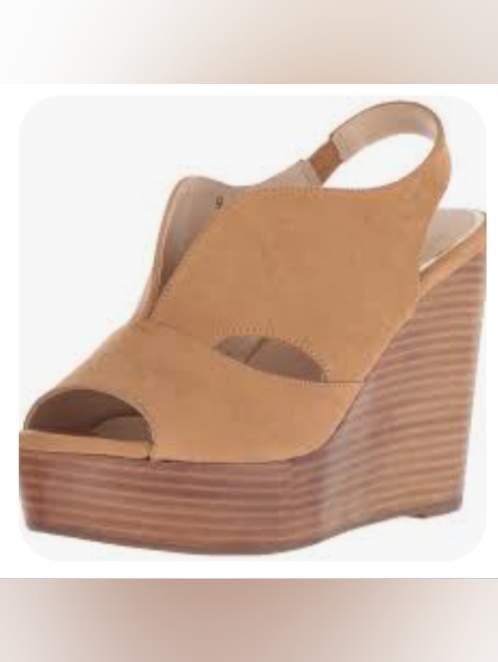 NWOT Callisto "Franklin" Camel Suede Wedge Slingback Sandal Size 8
